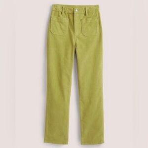 Boden Straight Leg Stretch Corduroy Jeans Patch Pocket Spring Green Size 2